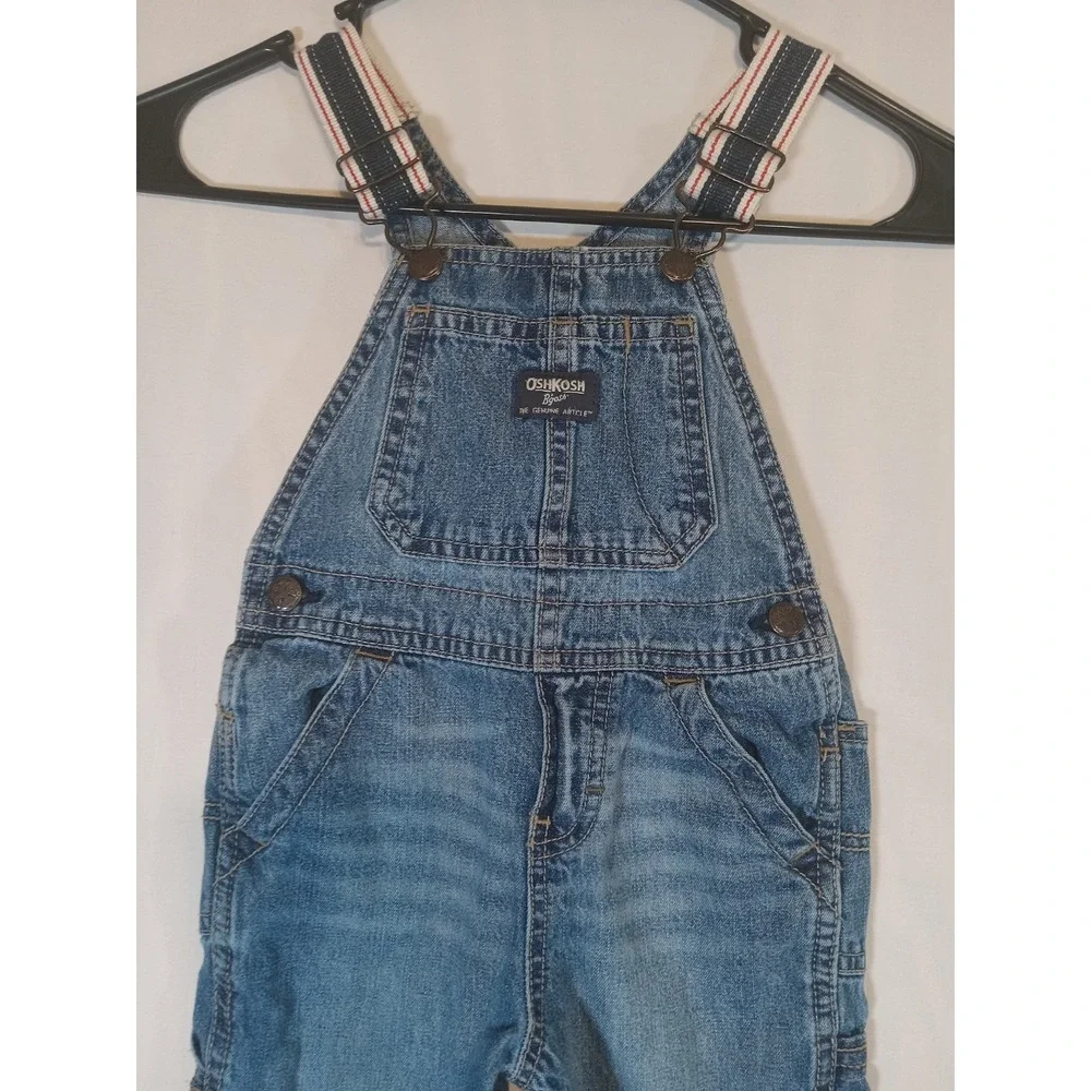 OshKosh B'gosh Toddler 24M Denim Overalls Blue Carpenter Adjustable Straps